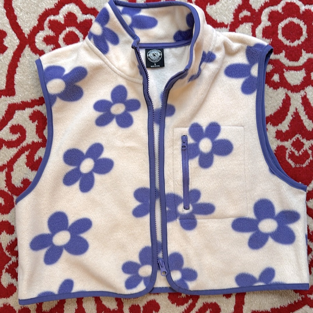 Floral fleece vest, size S